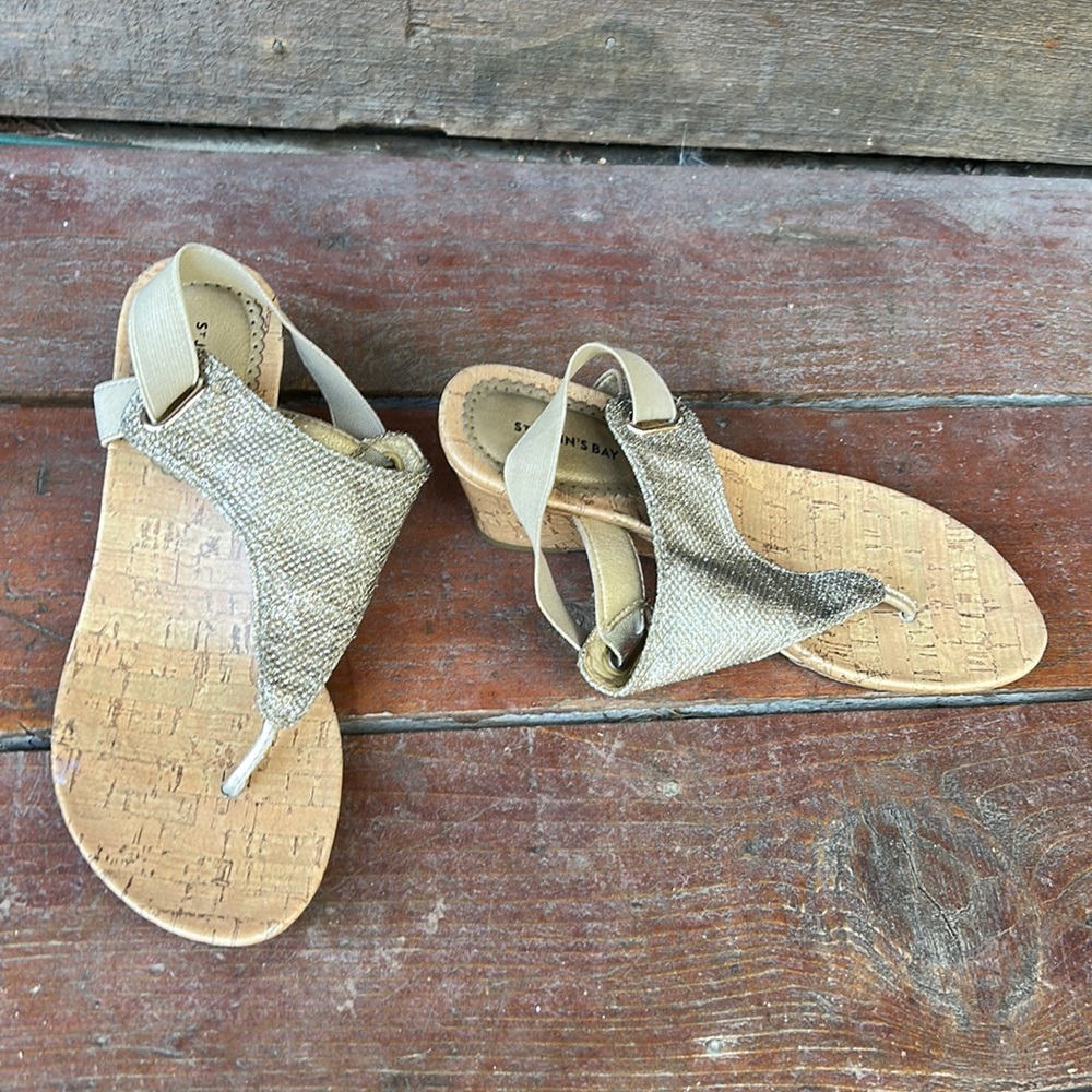 Gold Wedge Sandals - Size 7